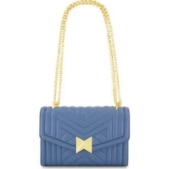 Mac Duggal Gold Chain Quilted Napa Leather Handbag in Twilight at Nordstrom