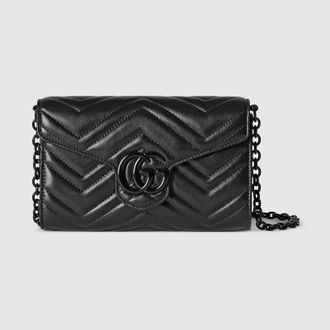 Gucci GG Marmont Wallet On Chain, Black, Leather