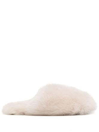 Yves Salomon closed toe fur slippers - women - Rubber/Calf Leather/Calf Leather - 40 - White