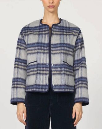 Dear John Denim Jordyn Wool Plaid Jacket In Blue Grey