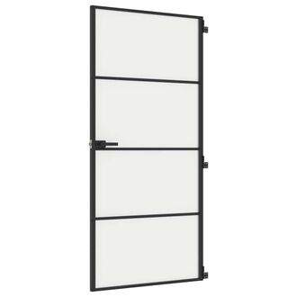 Berkfield Home Interior Door Slim Black 93x201.5 cm Tempered Glass & Aluminium