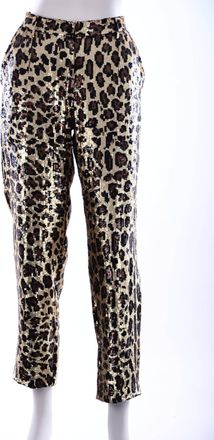 Dolce & Gabbana Damesbroek met hoge taille, bruin luipaard en pailletten