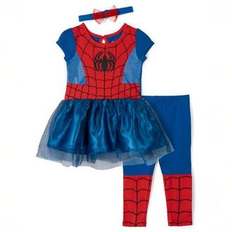 MARVEL Spider-Man Cosplay Tutu Dress and Leggings Set in Spider Man Red Blue at Nordstrom, Size 18-24M