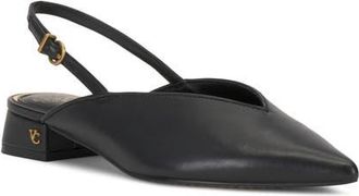 Vince Camuto Venba Pointed Toe Slingback Flat in Black Leather at Nordstrom, Size 7.5