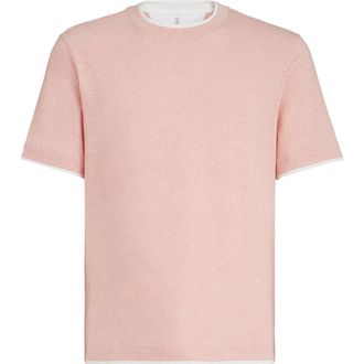 Brunello Cucinelli T-shirt with faux-layering in Apricot at Nordstrom, Size Xxx-Large Eu