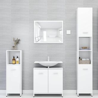 vidaXL Vidaxl Set Mobili Da Bagno 4 Pz Bianco In Legno Multistrato