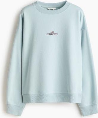 H&M Text-motif Sweatshirt in Light Turquoise/art Collective at Nordstrom, Size X-Large