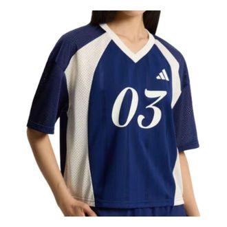 adidas (WMNS) adidas Material Mix Tiro Tee Asia Sizing Dark Blue KZ2339