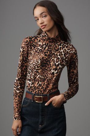 Maeve The Hailey Printed Long-Sleeve Turtleneck Top by Maeve