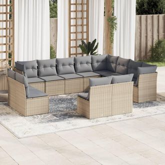 vidaXL Set De Sof&aacute;s De Jard&iacute;n 12 Pzas Y Cojines Rat&aacute;n Sint&eacute;tico Marr&oacute;n Vidaxl