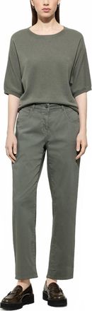 Luisa Cerano High-Stretch Tapered Denim Jean In Cool Khaki