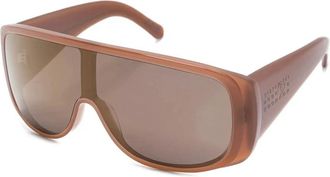 Maison Margiela Accessoires, Heren, Bruin, ONE Size, Bruine Geometrische Bril met Gebogen Armen