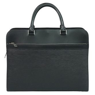 Louis Vuitton Bassano Briefcase Epi Leather Black Leather Briefcase Bag (Pre-Owned)