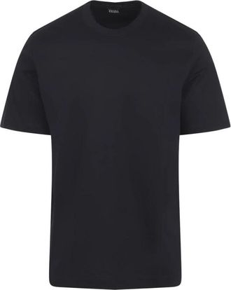 Ermenegildo Zegna T-shirt met ronde hals - Heren - T-shirts - Zwart - 3XL - Katoen - Tops