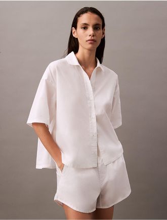 Calvin Klein Womens Cotton Poplin Shirt - White - XL