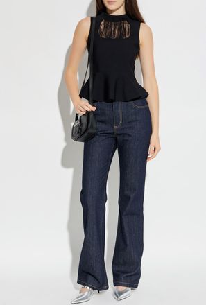 Alexander McQueen Top With A Stand-up Collar, Womens, Black