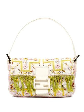 Fendi 2000-2015 bead-embroidered shoulder bag - Neutrals
