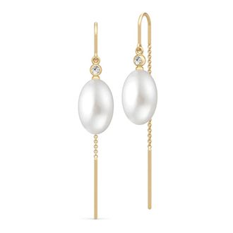 Julie Sandlau Accessoires, Dames, Geel, ONE Size, Satijn, Witte Parel Ketting Oorbellen