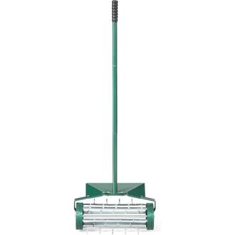 Costway Costway - Rodillo Aireador De C&eacute;sped Enrollable De 46 Cm, Aireador Con P&uacute;as Giratorio, Aireaci&oacute;n De Suelo Pesada Con Escudo Protector, Herramienta De 