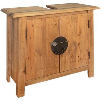 vidaXL Vanit&agrave; da Bagno in Legno Massello di Pino 70x32x63 cm - Vidaxl