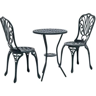 vidaXL Juego Bistro De Jard&iacute;n 3 Pcs Verde Aluminio Vidaxl