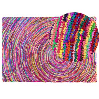 Beliani Area Rug Multicolour with Cotton 140 x 200 cm Rectangular Abstract Pattern Hand Woven Boho MALATYA