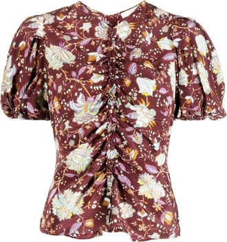 Ulla Johnson Elise ruched-silk blouse - women - Silk - 2 - Red