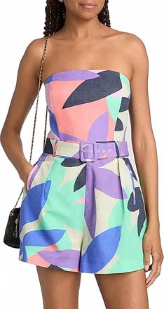 Ramy Brook Isobel Romper In Palm Linen