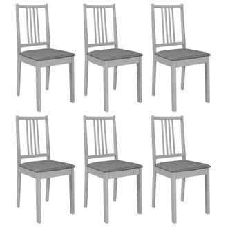 vidaXL Vidaxl - Sillas De Comedor Con Cojines Madera Maciza Gris 6 Unidades