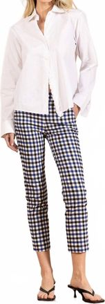 Avenue Montaigne Lulu Straight Cropped Pant In Check Blue/black