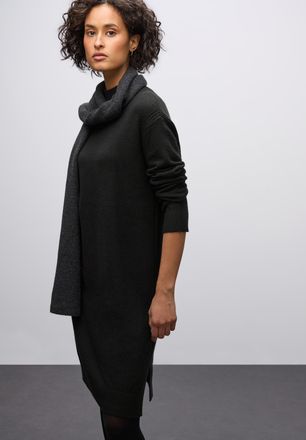 Street One Strickkleid STREET ONE, Damen, Gr. 34, N-Gr, schwarz, Web, Obermaterial: 37% Baumwolle, 34% Polyacryl, 26% Polyester, 3% Elasthan, unifarben, regular 