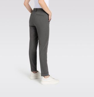 MAC Broeken Chinohose MAC CHINO turn up, Damen, Gr. 34, N-Gr, grau (silber shadow melange), Web, Obermaterial: 62% Polyester, 33% Viskose, 5% Elasthan, gerade, un
