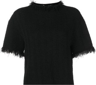 Proenza Schouler Zwarte Jacquard Trui Casual Stijl - Dames - Ronde hals truien - Zwart - XS - Polyester - Truien & Vesten