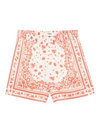 Fendi floral-print silk shorts - women - Silk/Silk - 42 - Neutrals