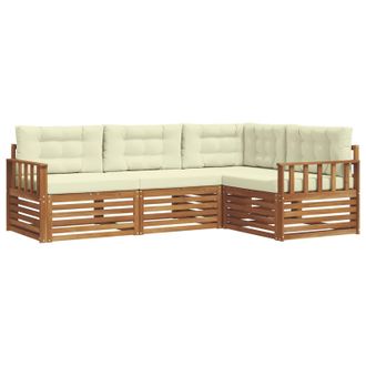 vidaXL Conjunto De Sof&aacute;s De Exterior Con Coj&iacute;n 4 Pcs Natural Y Crema Vidaxl