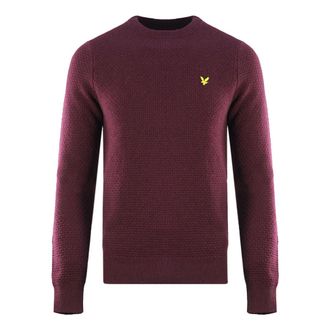 Lyle & Scott Basket Weave Knitted Burgundy Sweater