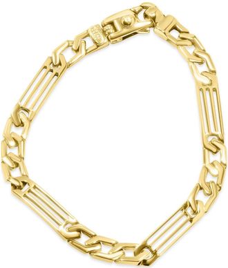 Pompeii3 Mens Figaro Link 14k Gold (24gram) or Platinum (39gram) 7mm Bracelet 8.5
