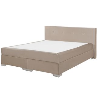 Beliani Beliani - Cama Continental Tapizada Beige 160 X 200 Cm Con Colch&oacute;n Y Cabecero Bajo Consul