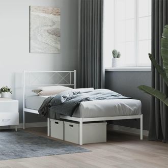 vidaXL Estructura Cama Sin Colch&oacute;n Con Cabecero Metal Blanco 90x190 Cm Vidaxl