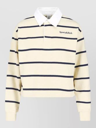 Sporty & Rich striped collared long sleeve knit top