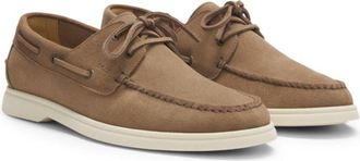 BOSS Lace-detail boat shoes in suede