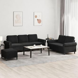 vidaXL Vidaxl - Juego De Sof&aacute;s Con Cojines 3 Piezas Terciopelo Negro