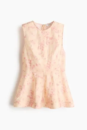 H&M Sleeveless Peplum Top in Peach/floral at Nordstrom, Size X-Small