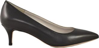 A.Testoni Leren Decollete Hakken - Dames - Pumps - Zwart - 37 EU - Leer - Schoenen