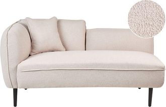 Beliani Beliani - Left Hand Boucle Chaise Lounge with Cushion Metal Legs Light Beige Chevannes