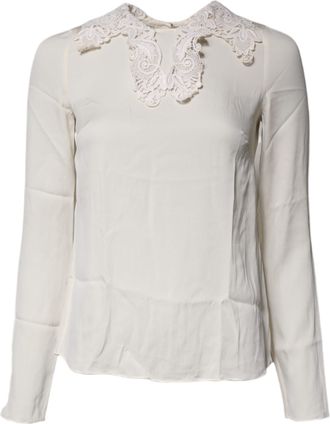 Dolce & Gabbana Cream Floral Lace Long Sleeves Blouse Womens Top (Pre-Owned)