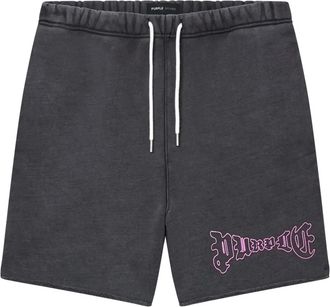 Purple Shorts Arched Gothic Wordmark - Nero