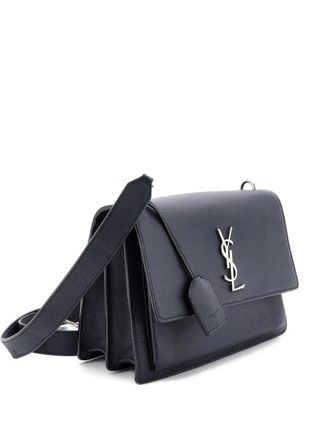 Saint Laurent Sunset Satchel Leather Medium crossbody bag - Blue