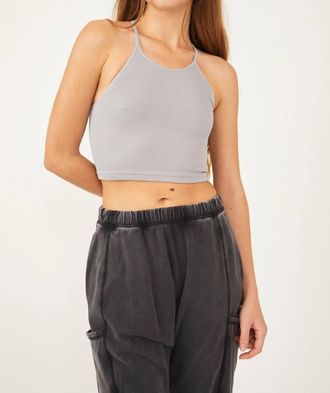 Free People Happiness Runs Crop Tank Top In Nickel Grey