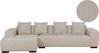 Beliani Beliani - Divano angolare 4 posti in velluto a coste beige lato destro Lungo